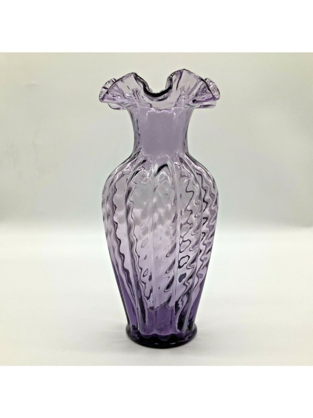 Fenton Violet Ribbed Melon Vase with Ruffled Rim - Picture 4 of 12